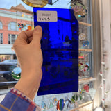Dark Blue on Clear Flash Glass Mouthblown Sheet Glass