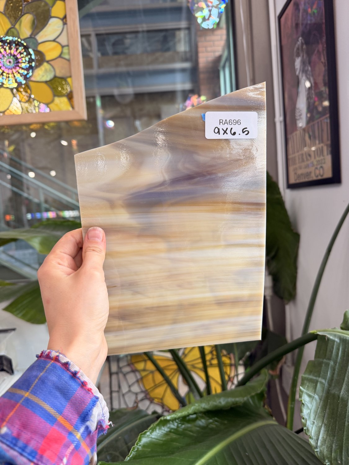 Medium Amber/White Oceanside Fusible 96 COE – RA696
