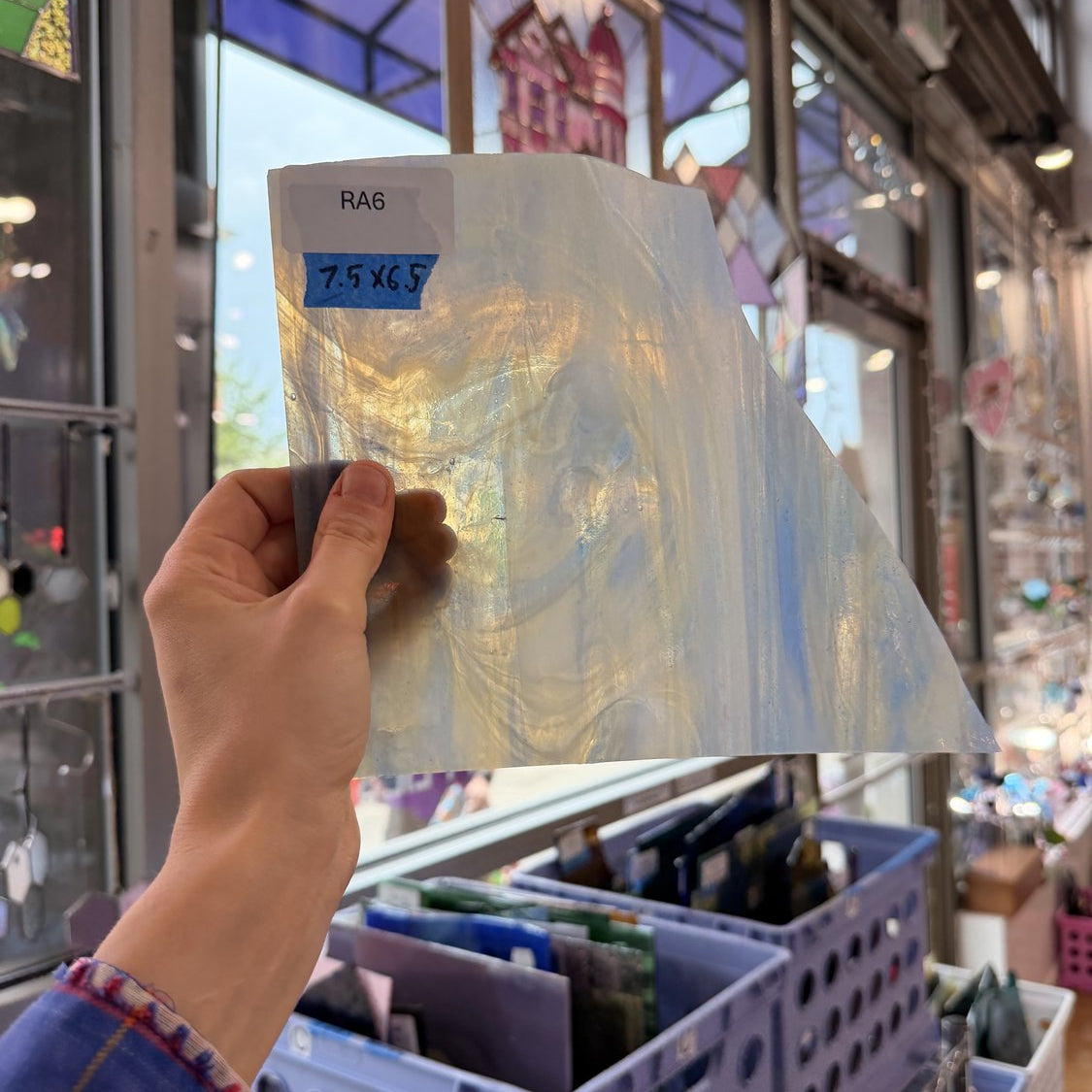 Blue White Amber Wispy Wissmach Sheet Glass
