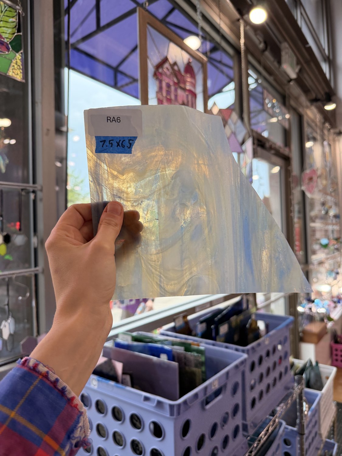 Blue White Amber Wispy Wissmach Sheet Glass