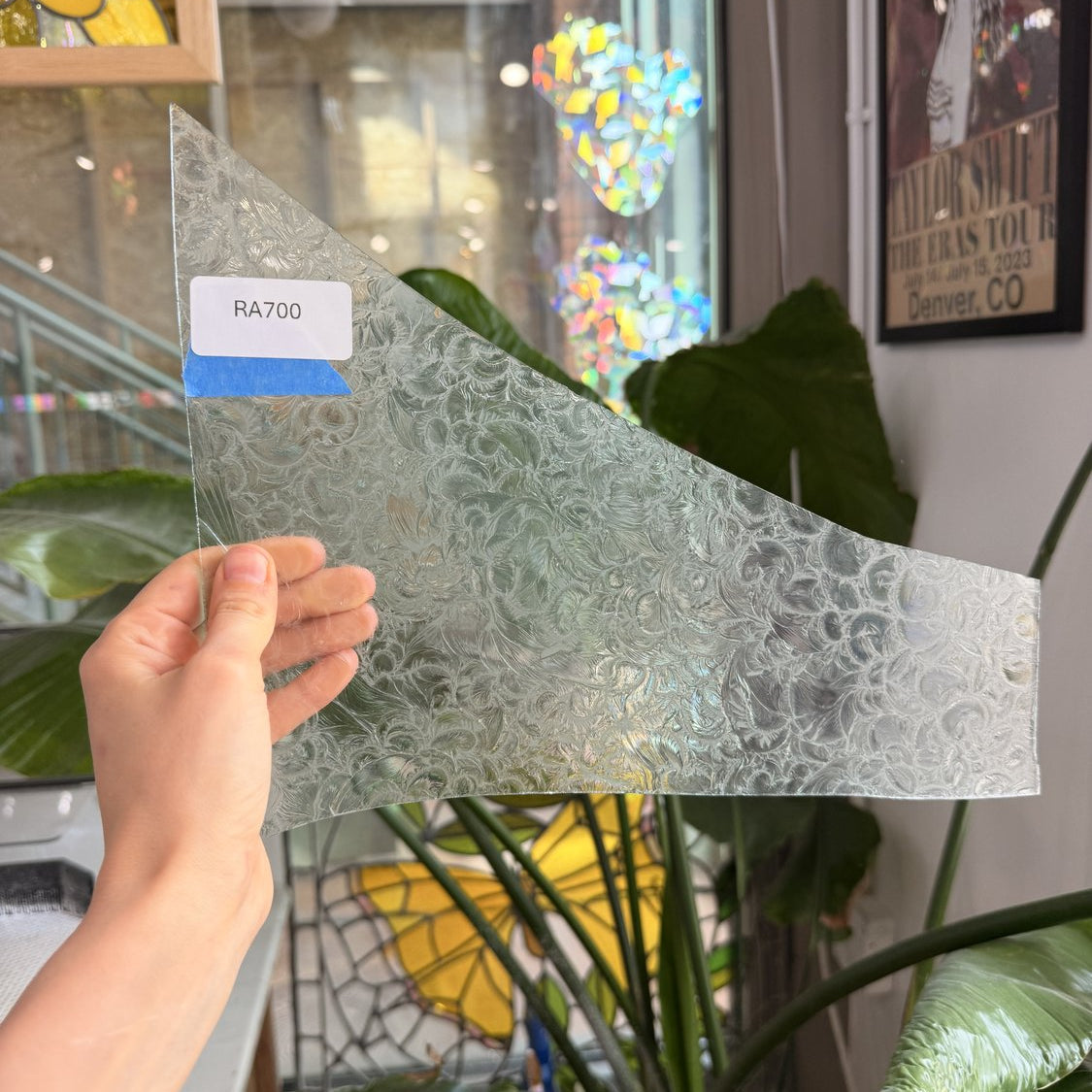 Seafoam Transparent Glue Chip Sheet Glass