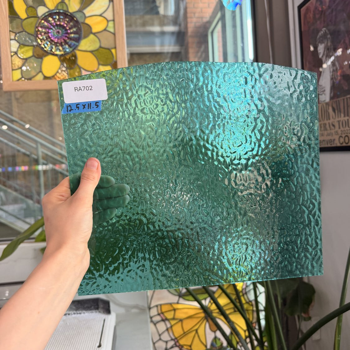 Light Teal Blue English Muffle Wissmach Sheet Glass