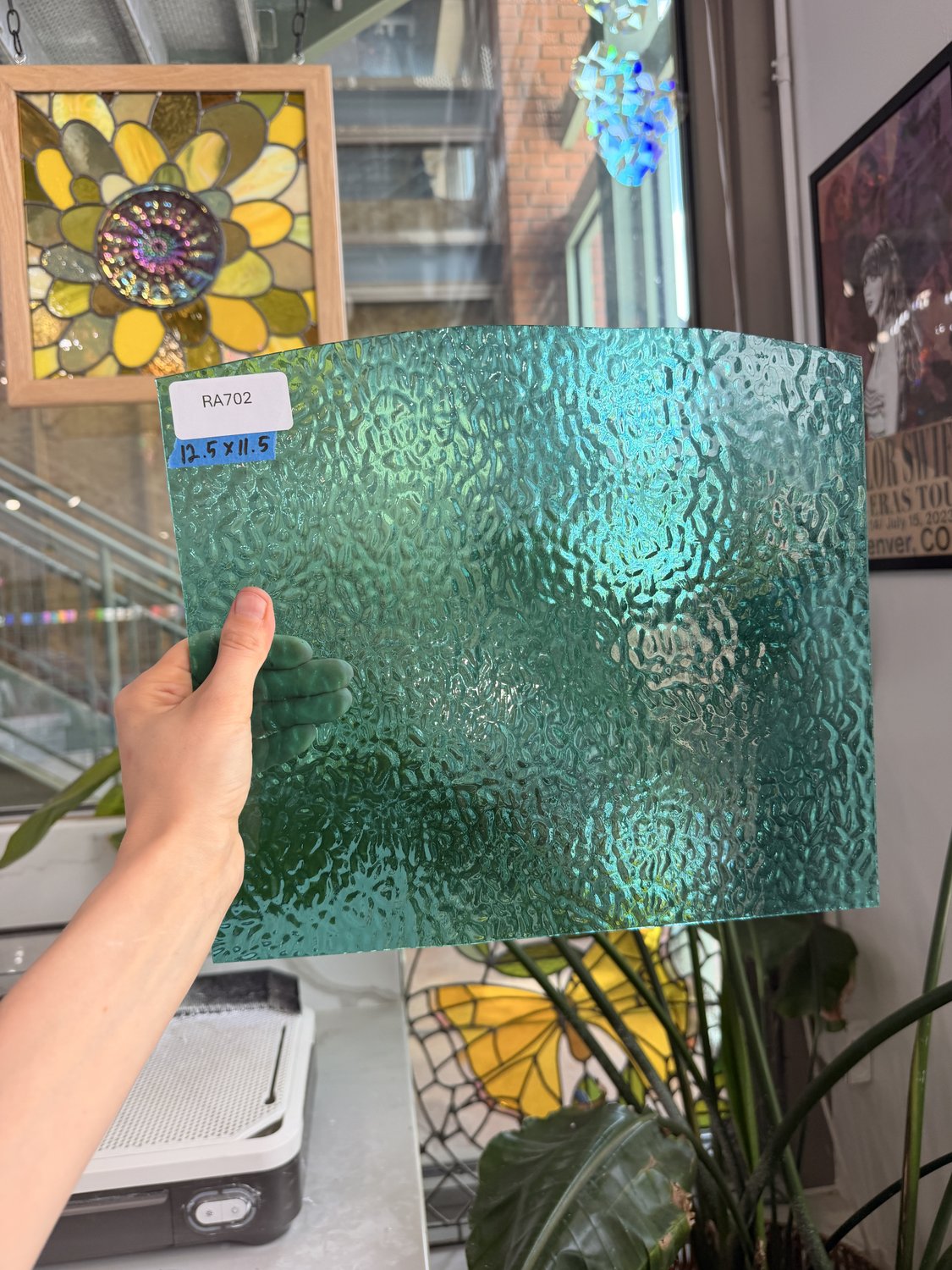 Light Teal Blue English Muffle Wissmach Sheet Glass