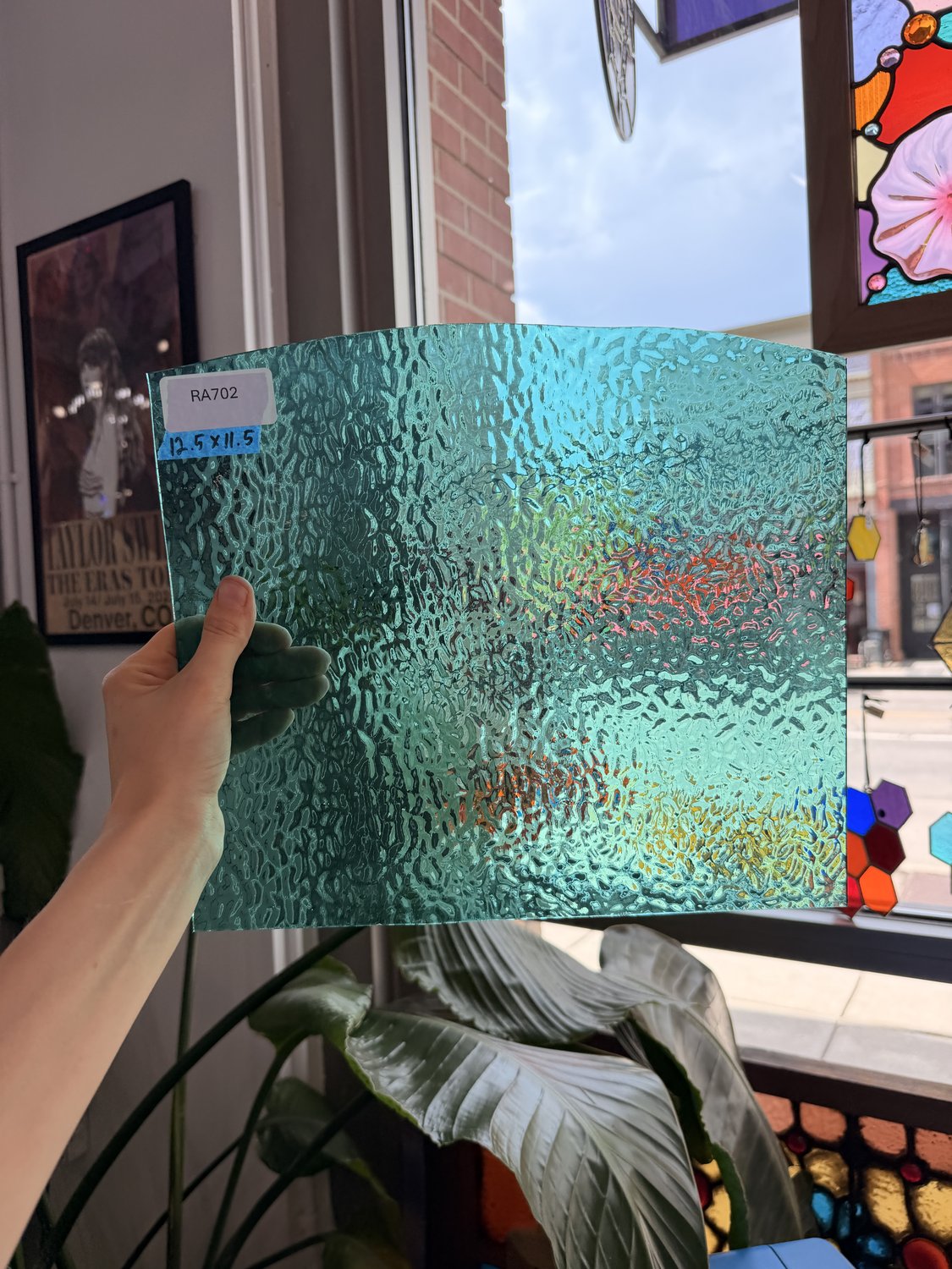 Light Teal Blue English Muffle Wissmach Sheet Glass