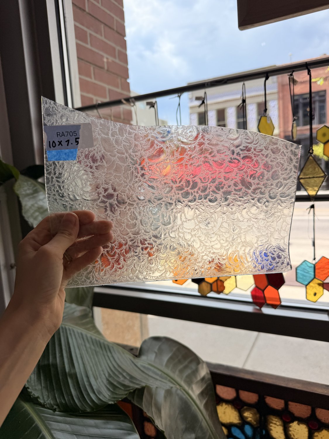 Seafoam Transparent Glue Chip Sheet Glass