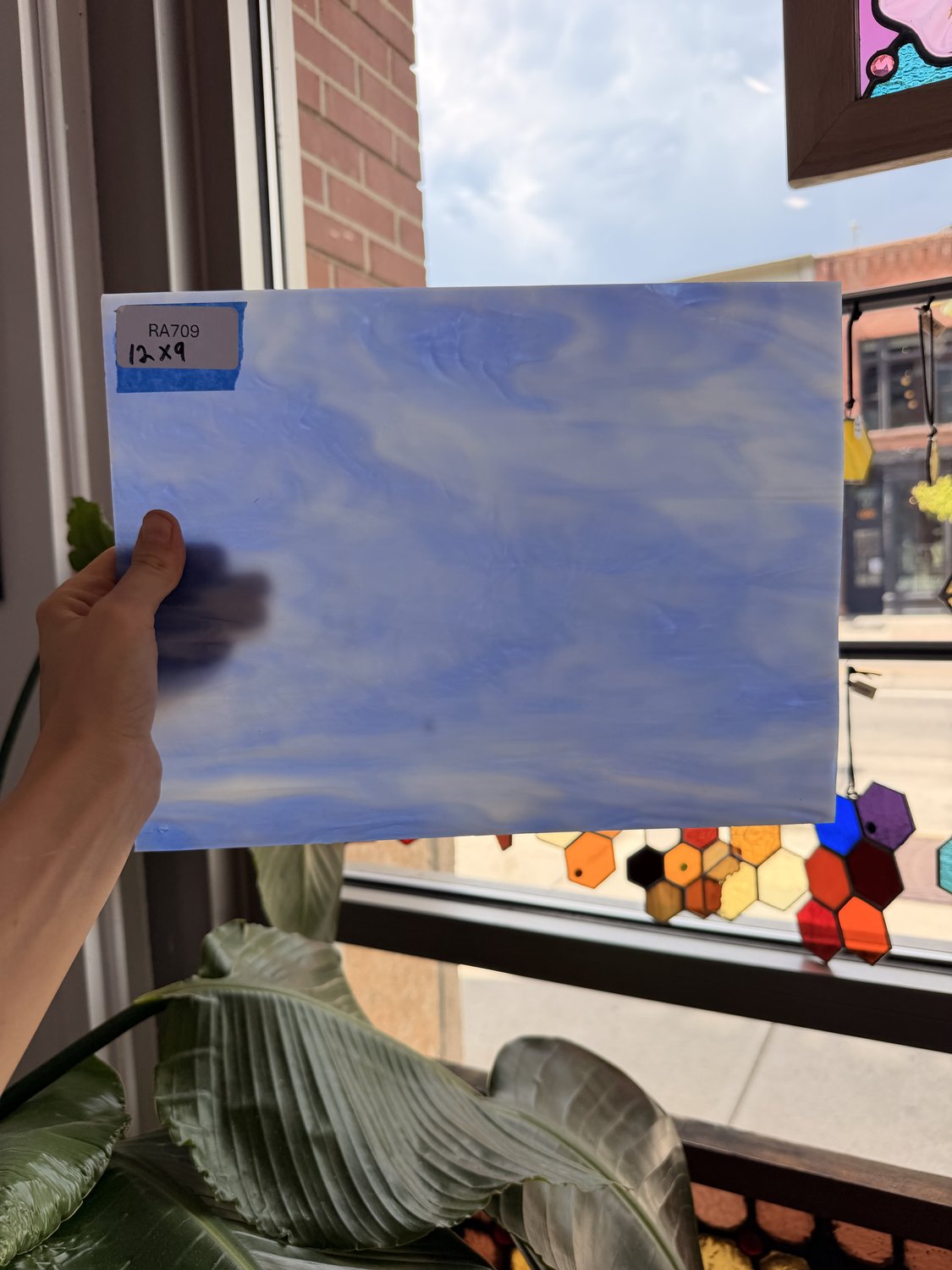Blue White Wispy Mixed Opal Sheet Glass Spectrum