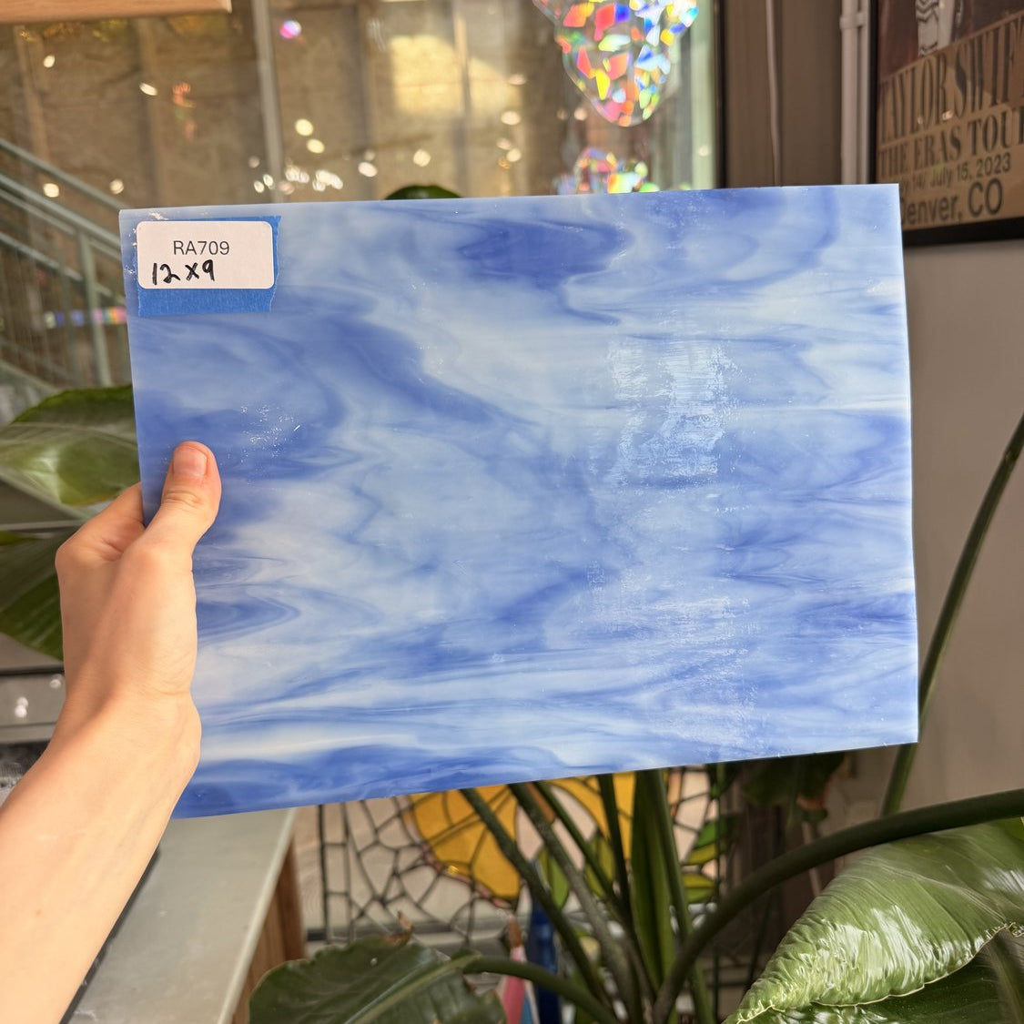 Blue White Wispy Mixed Opal Sheet Glass Spectrum
