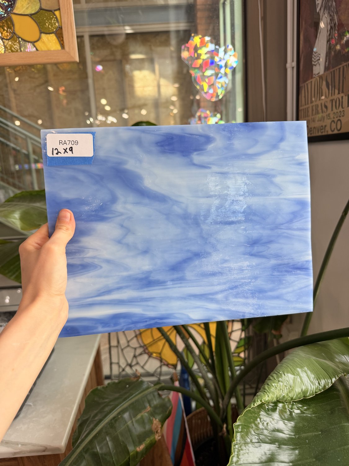 Blue White Wispy Mixed Opal Sheet Glass Spectrum