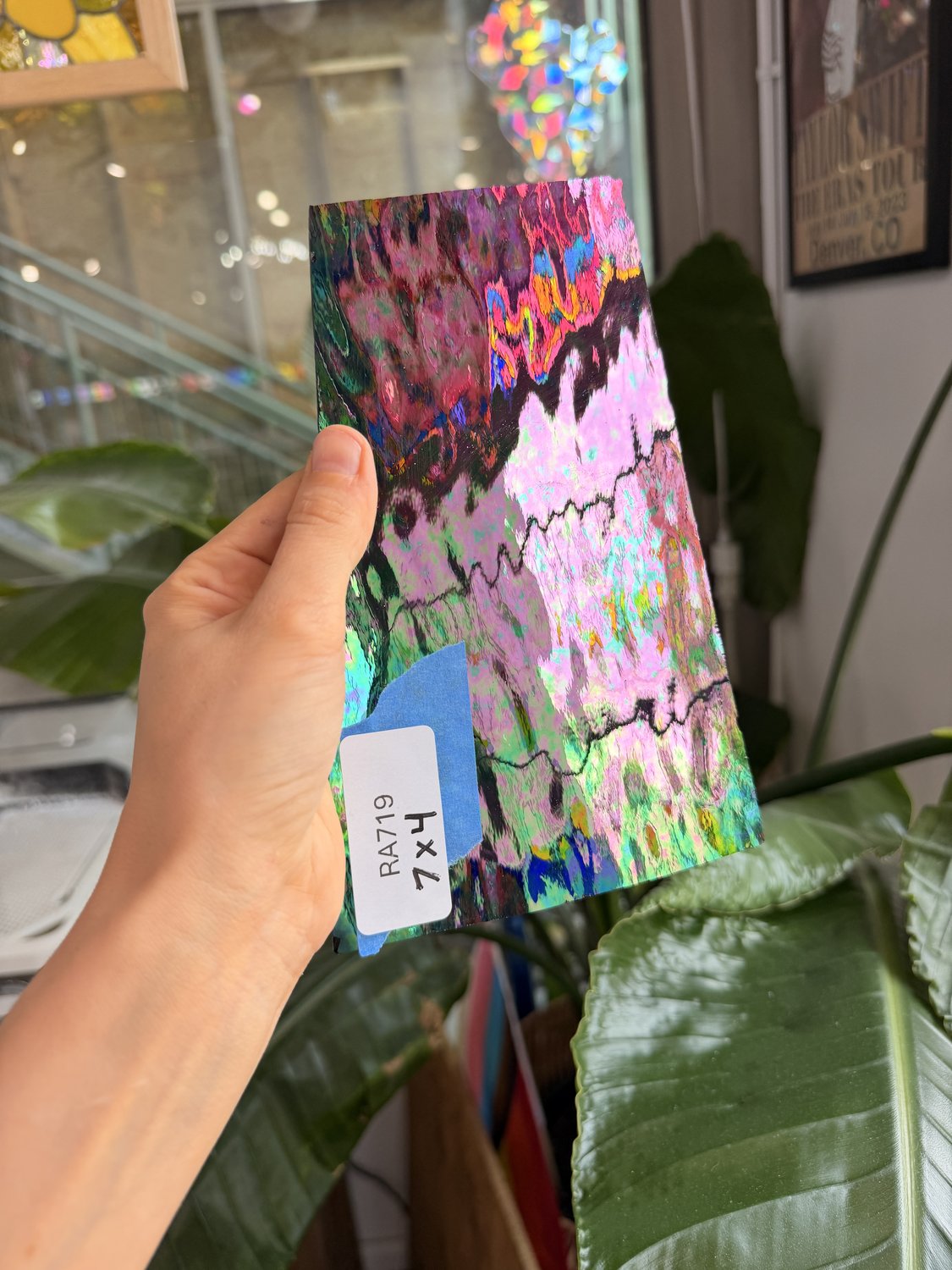 Black Transparent Iridescent Rare Vintage Spectrum Waterglass Sheet Glass