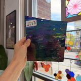 Black Transparent Iridescent Rare Vintage Spectrum Waterglass Sheet Glass