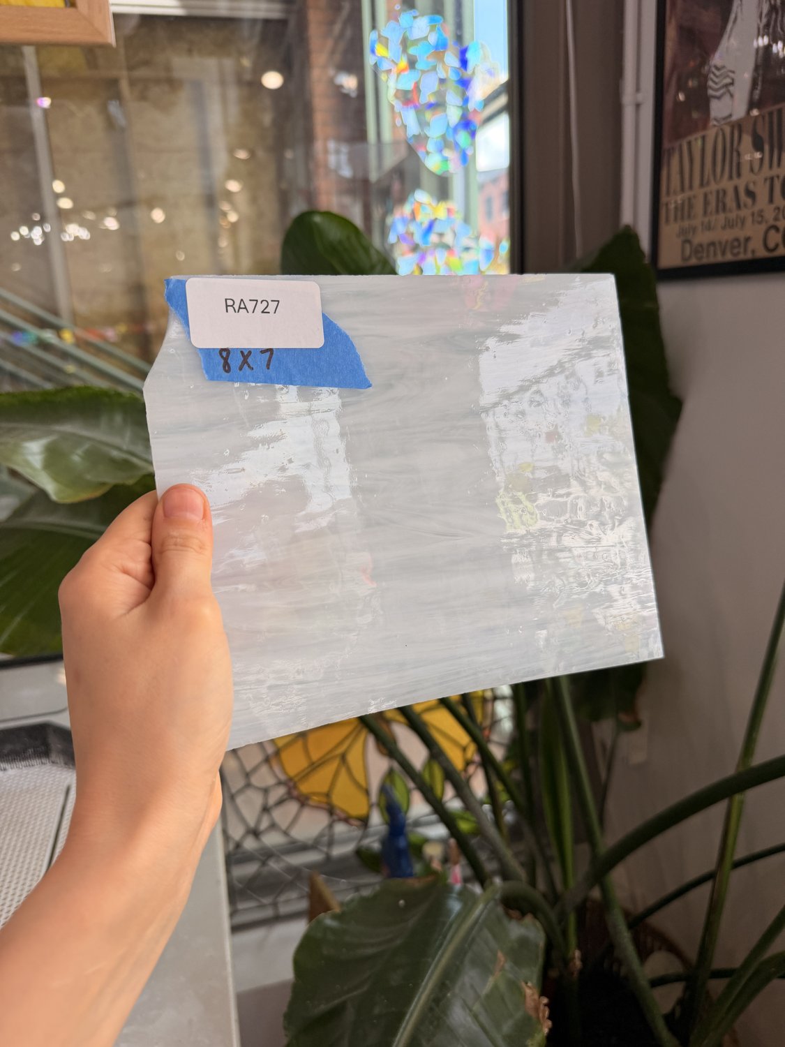 White Wispy Opal Spectrum Sheet Glass