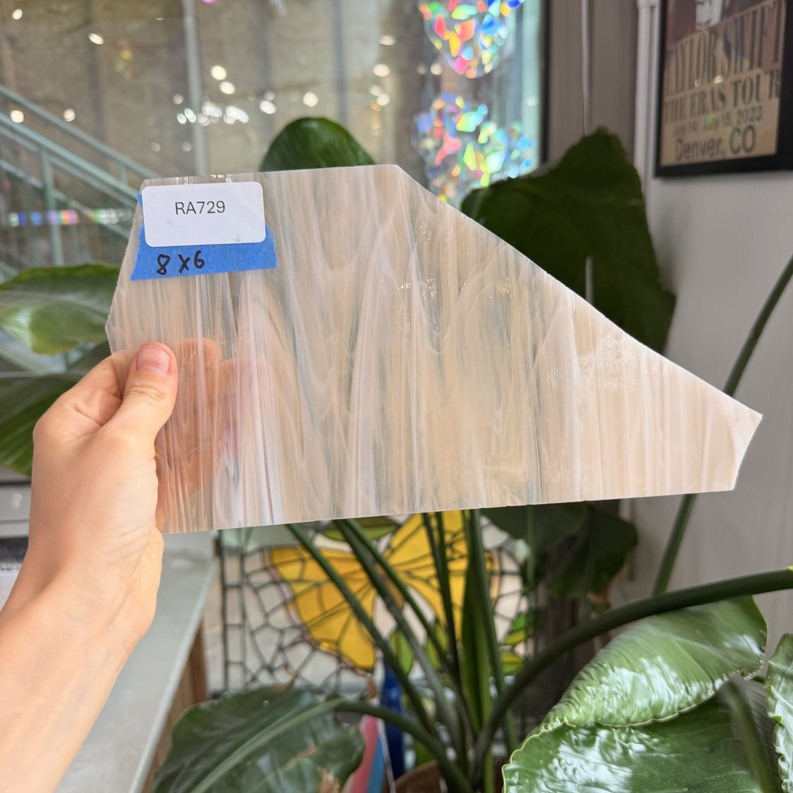 Peach White Wispy Spectrum Sheet Glass