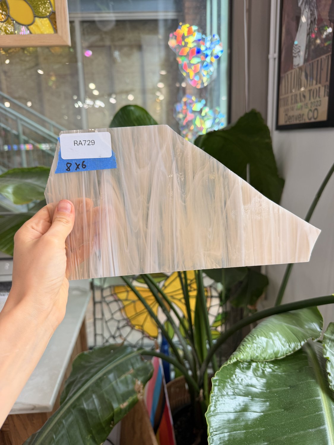 Peach White Wispy Spectrum Sheet Glass
