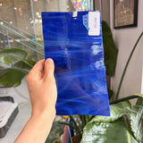 Dark Blue White Wispy Spectrum Sheet Glass