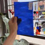 Dark Blue White Wispy Spectrum Sheet Glass