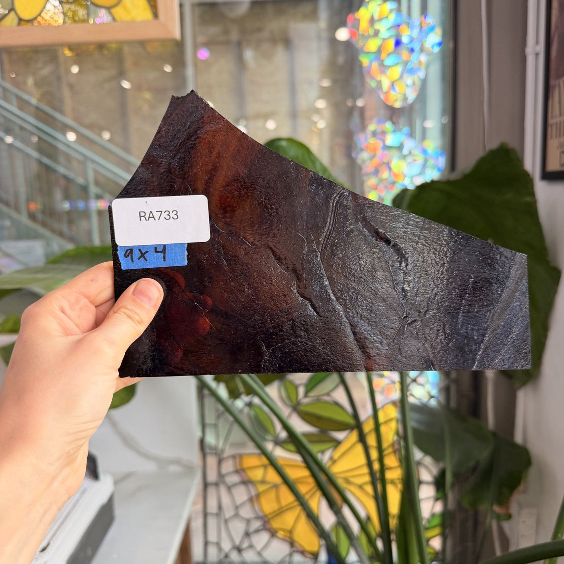 Transparent Dark Brown Wispy Sheet Glass