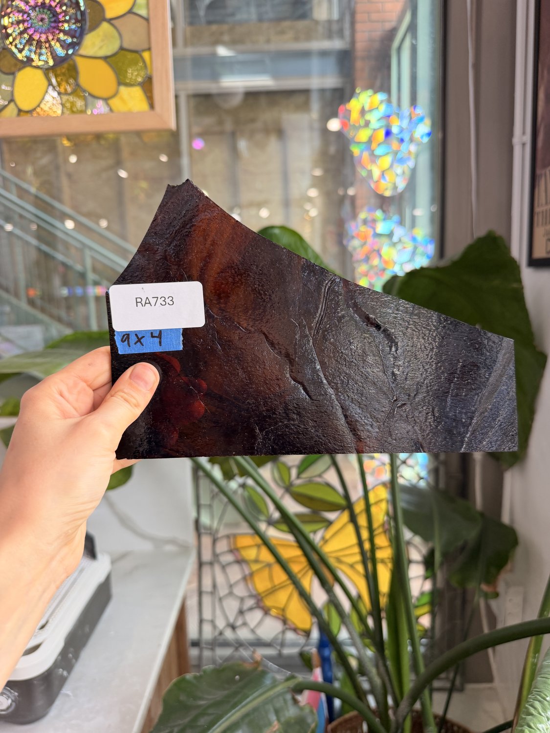 Transparent Dark Brown Wispy Sheet Glass