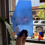 Medium Blue Vintage Rare Transparent Glue Chip Sheet Glass