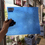 Medium Blue Vintage Rare Transparent Glue Chip Sheet Glass
