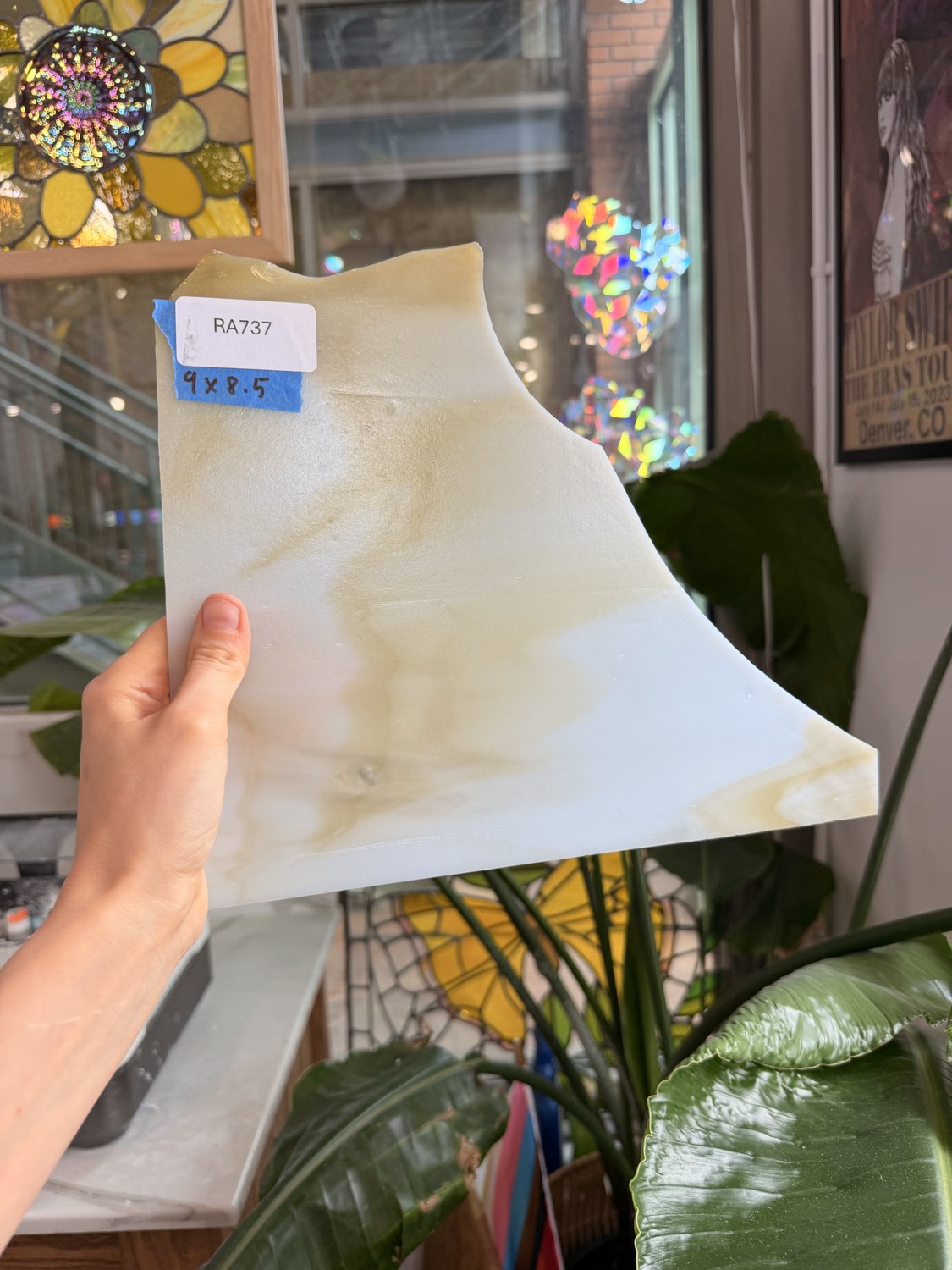 Tan White Opal Wispy Kokomo Sheet Glass