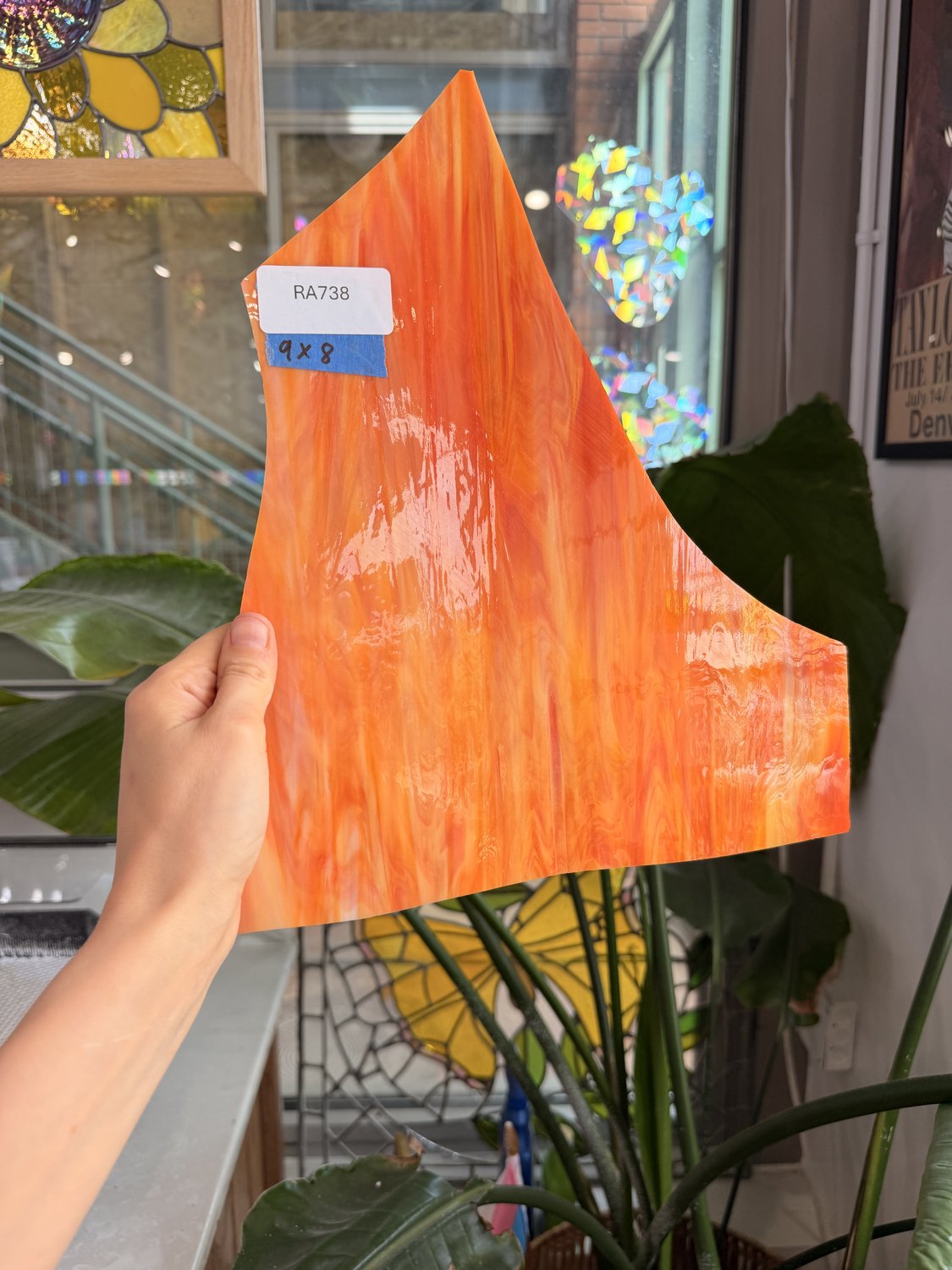 Orange White Wispy Opal Spectrum Sheet Glass