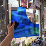 Blue Green Transparent Wispy Wissmach Sheet Glass