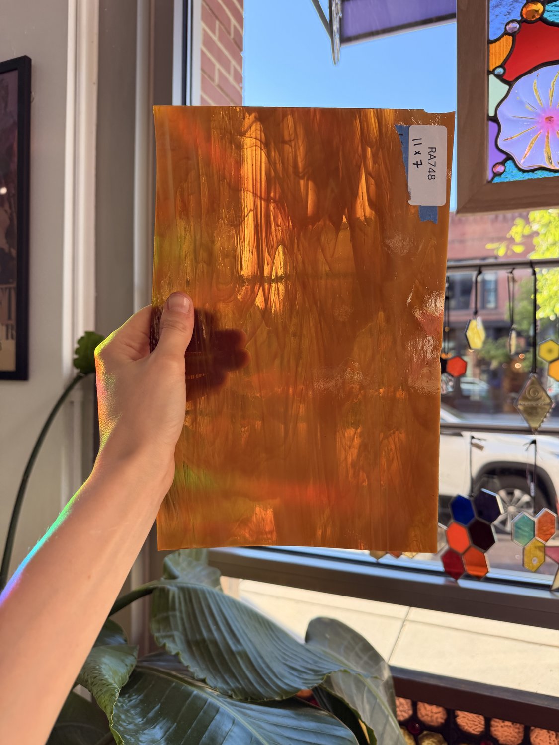 Vintage Dark Amber Wispy Vintage Spectrum Sheet Glass
