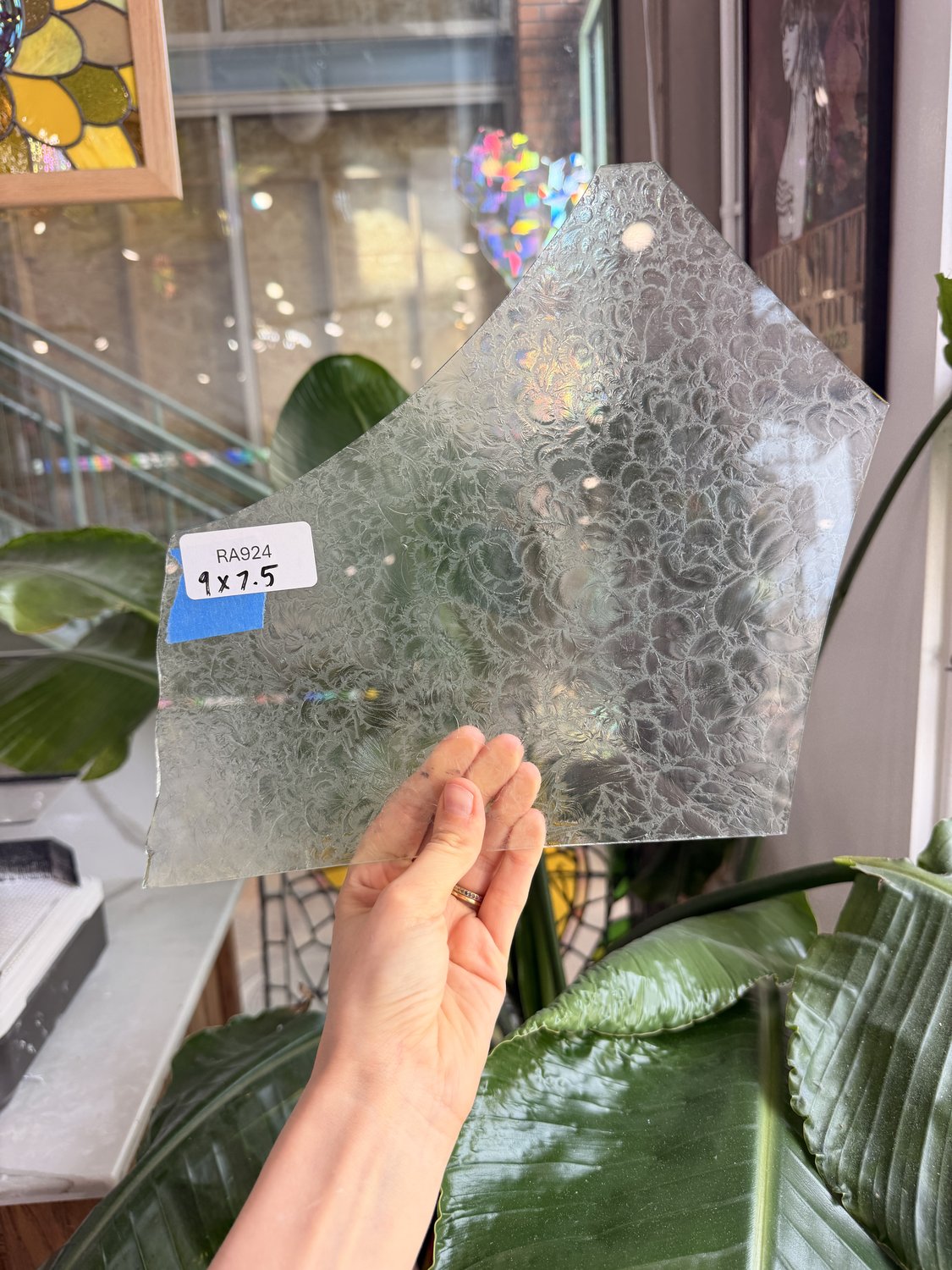 Seafoam Transparent Glue Chip Sheet Glass