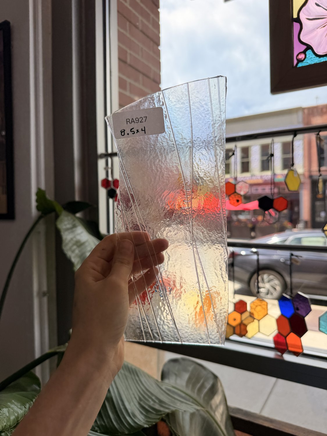 Clear Iridescent Bullseye Stringer Fusible 90 COE Sheet Glass