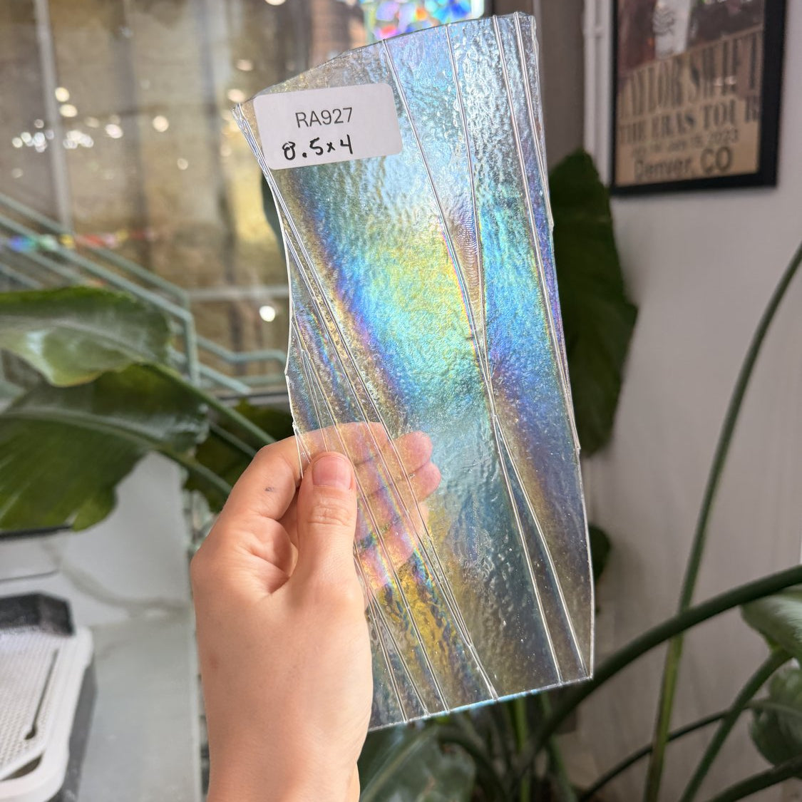 Clear Iridescent Bullseye Stringer Fusible 90 COE Sheet Glass