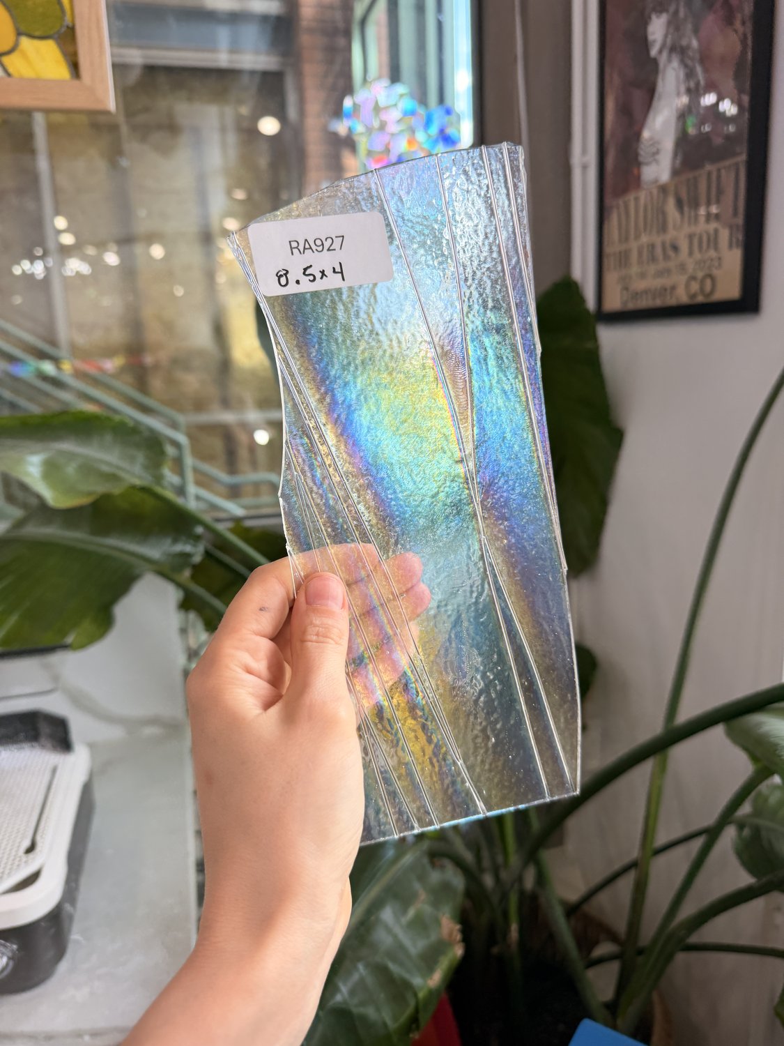 Clear Iridescent Bullseye Stringer Fusible 90 COE Sheet Glass