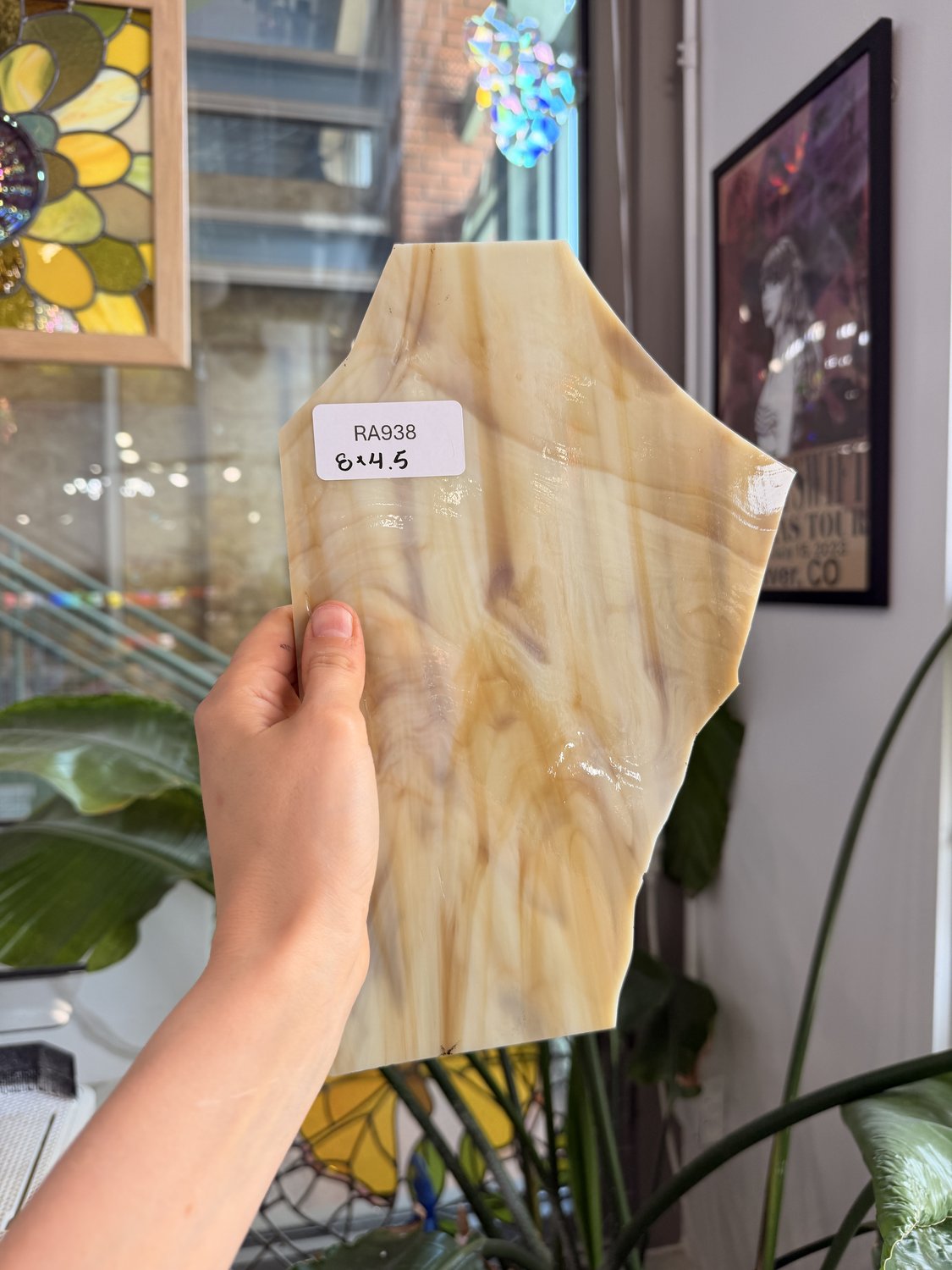 Tan Brown Wispy Oceanside Sheet Glass