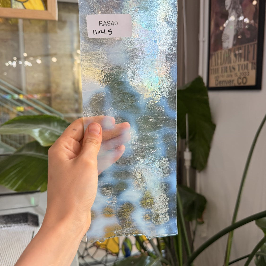 White Clear Dappled Bullseye Fusible 90 COE Sheet Glass