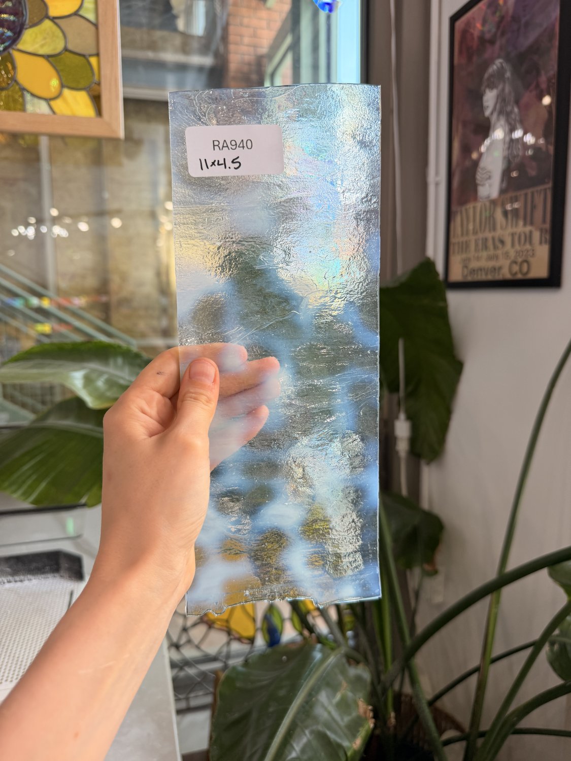 White Clear Dappled Bullseye Fusible 90 COE Sheet Glass