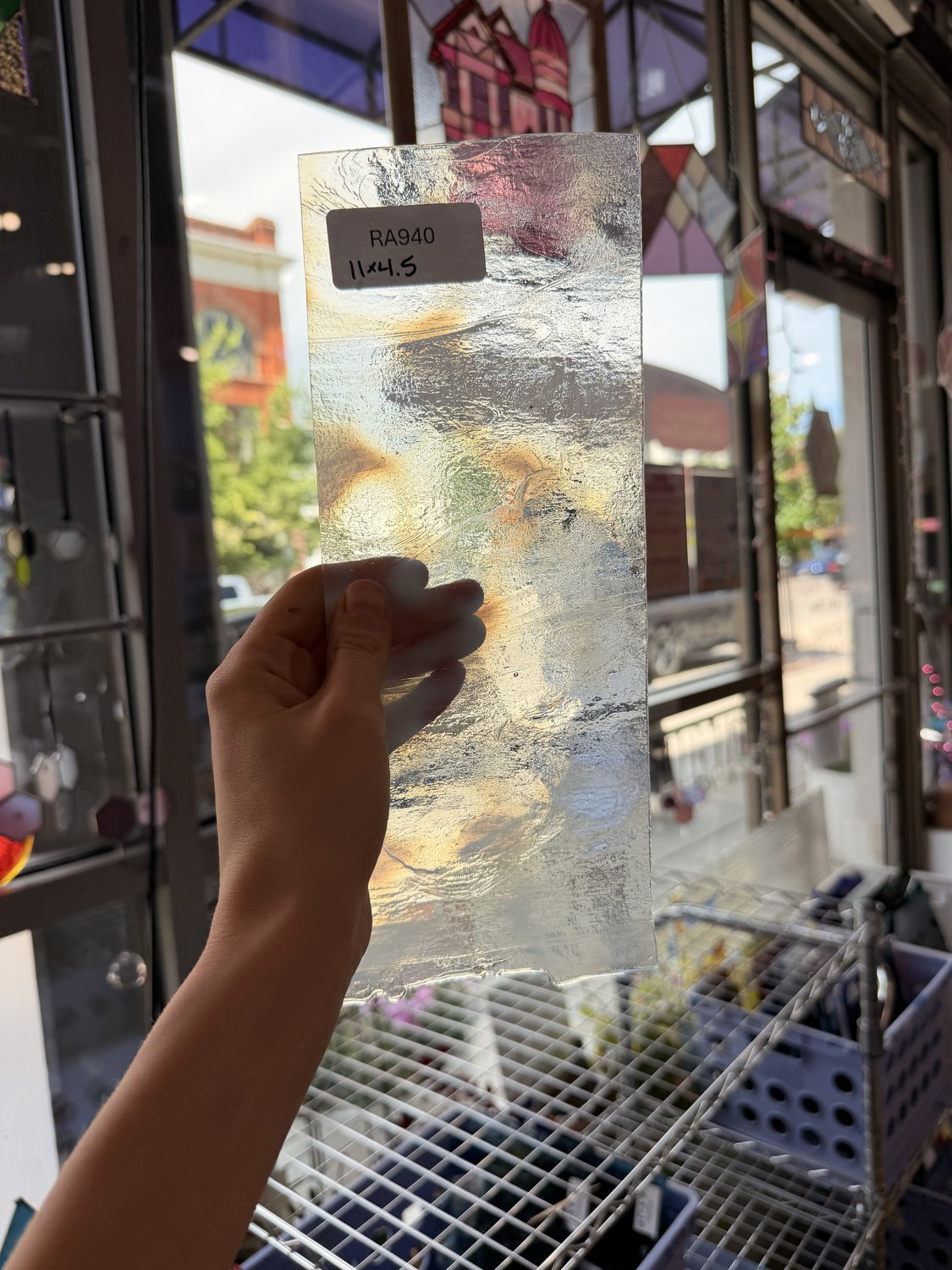 White Clear Dappled Bullseye Fusible 90 COE Sheet Glass