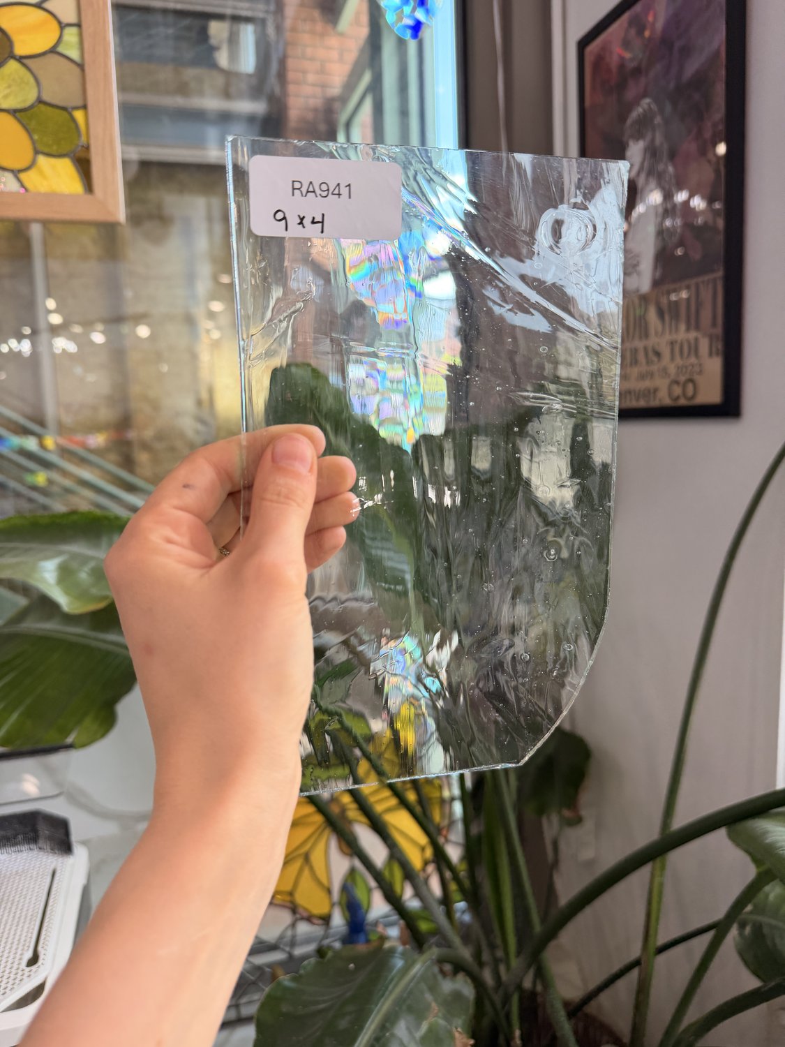 Clear Reamy Wispy Mouthblown Lamberts Glass