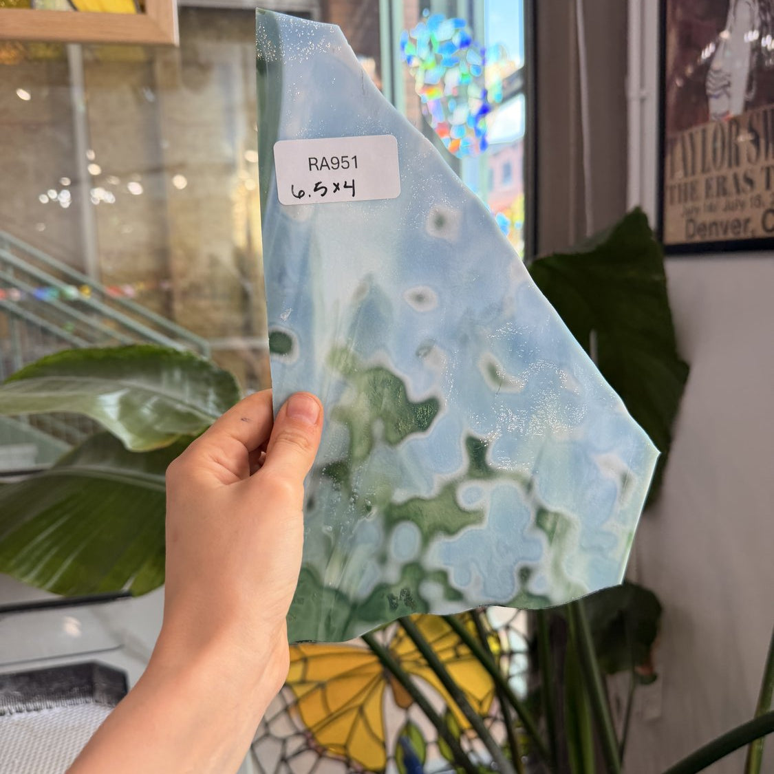 Green Mixed Mottled Youghiogheny Sheet Glass