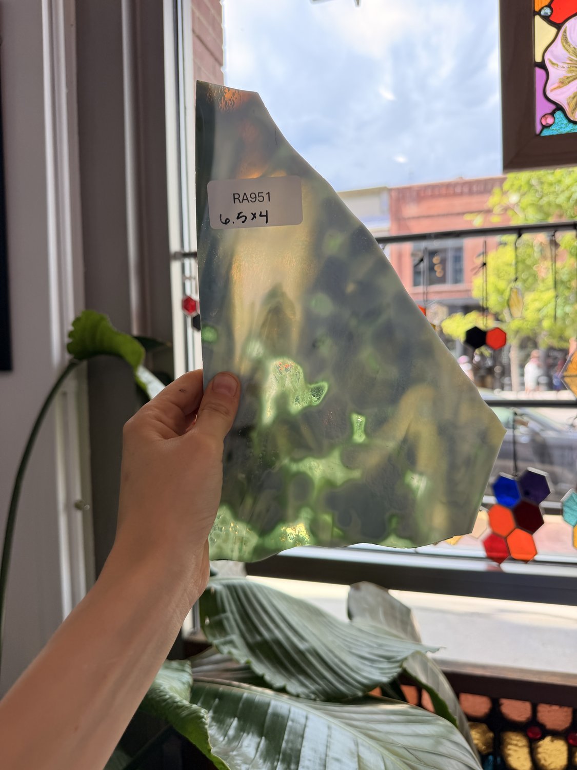 Green Mixed Mottled Youghiogheny Sheet Glass