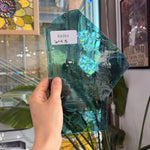 Fremont Transparent Teal Crackle Mouthblown Sheet Glass