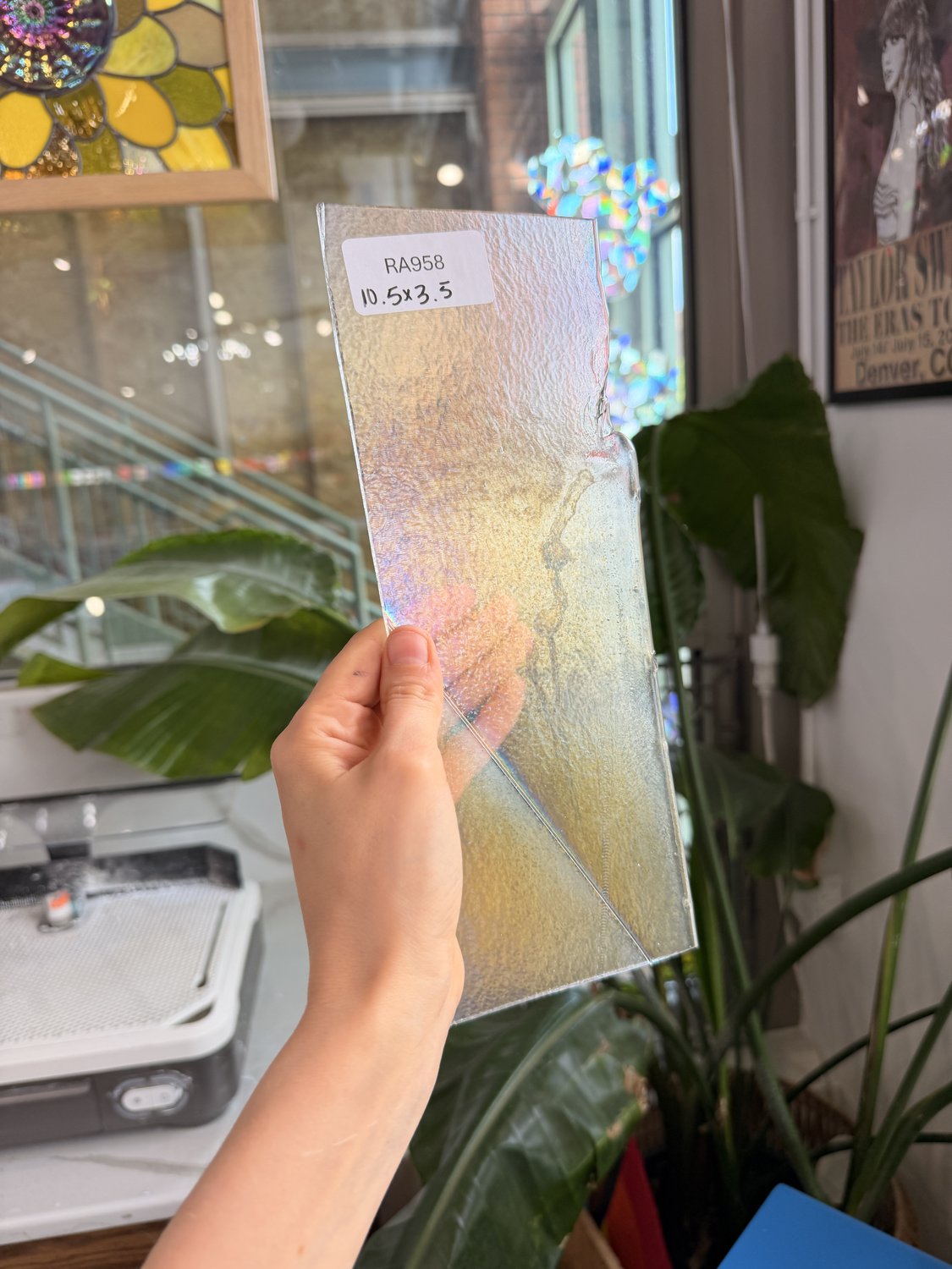 Transparent Bullseye Stringer Iridescent Fusible 90 COE Sheet Glass
