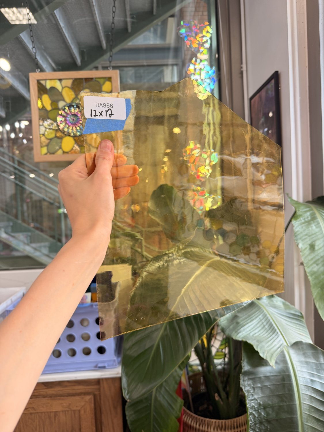 Medium Amber Yellow Transparent Mouthblown GNA Sheet Glass