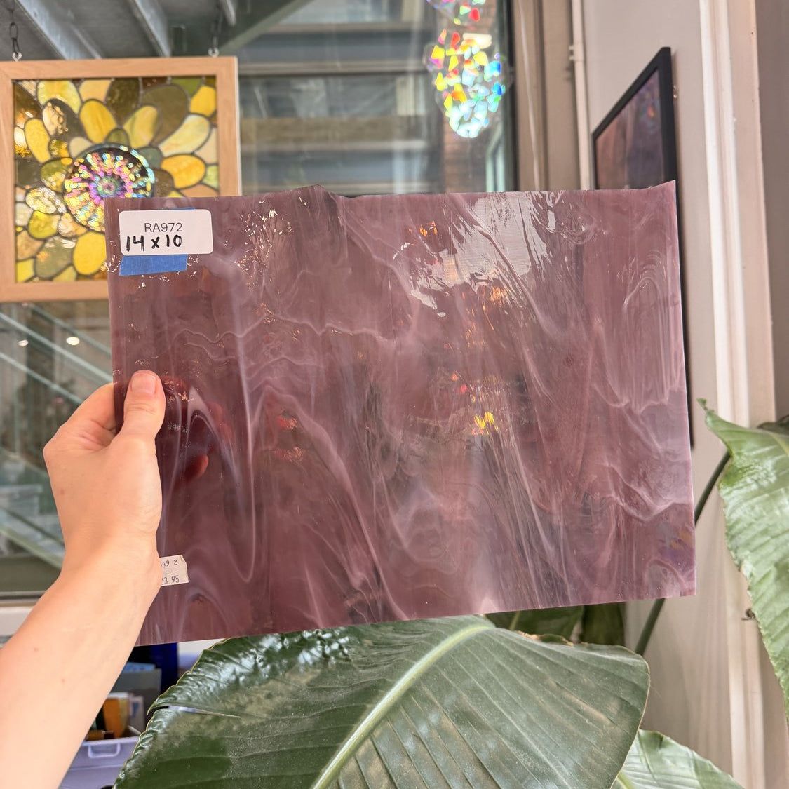 Light Pink & Purple Wispy Vintage Spectrum Sheet Glass