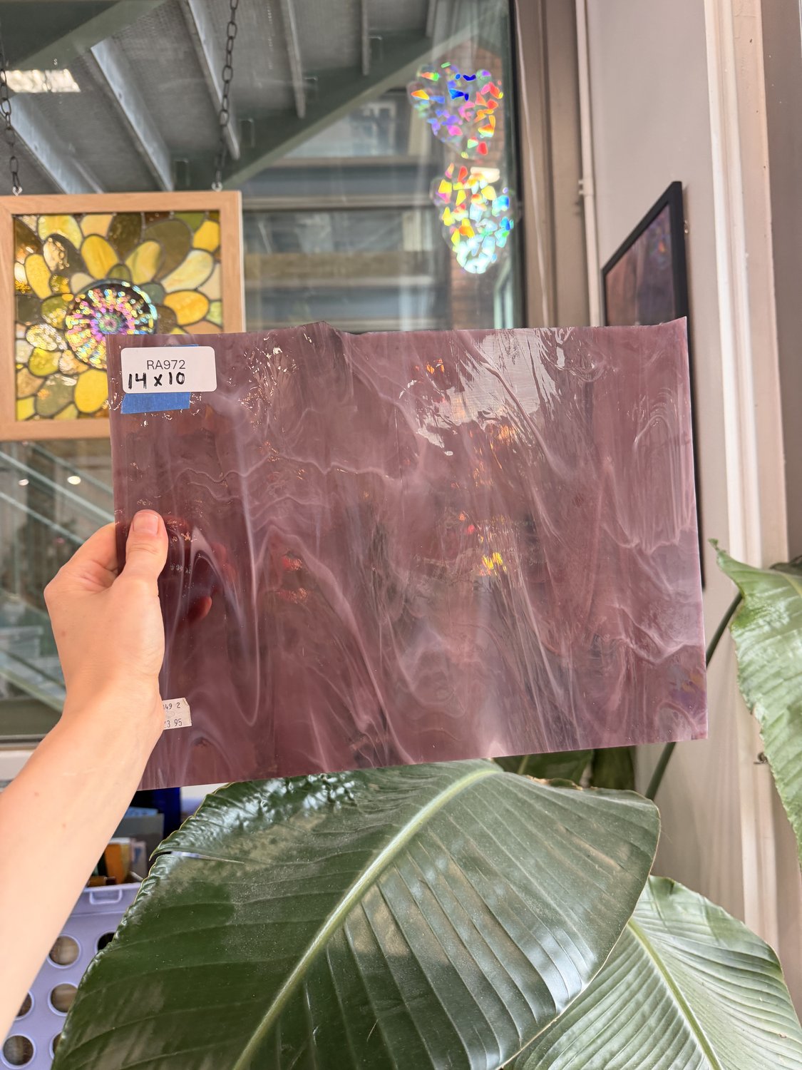 Light Pink & Purple Wispy Vintage Spectrum Sheet Glass – RA972