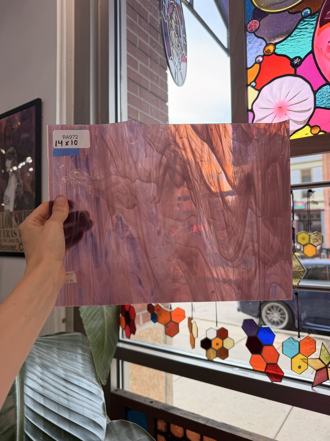 Light Pink & Purple Wispy Vintage Spectrum Sheet Glass – RA972