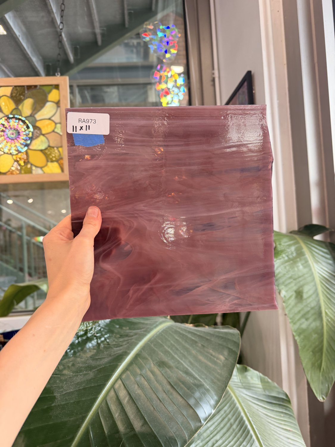 Light Pink & Purple Wispy Vintage Spectrum Sheet Glass – RA973