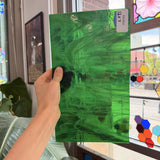 Dark Green White Wispy Vintage Spectrum Sheet Glass – RA984