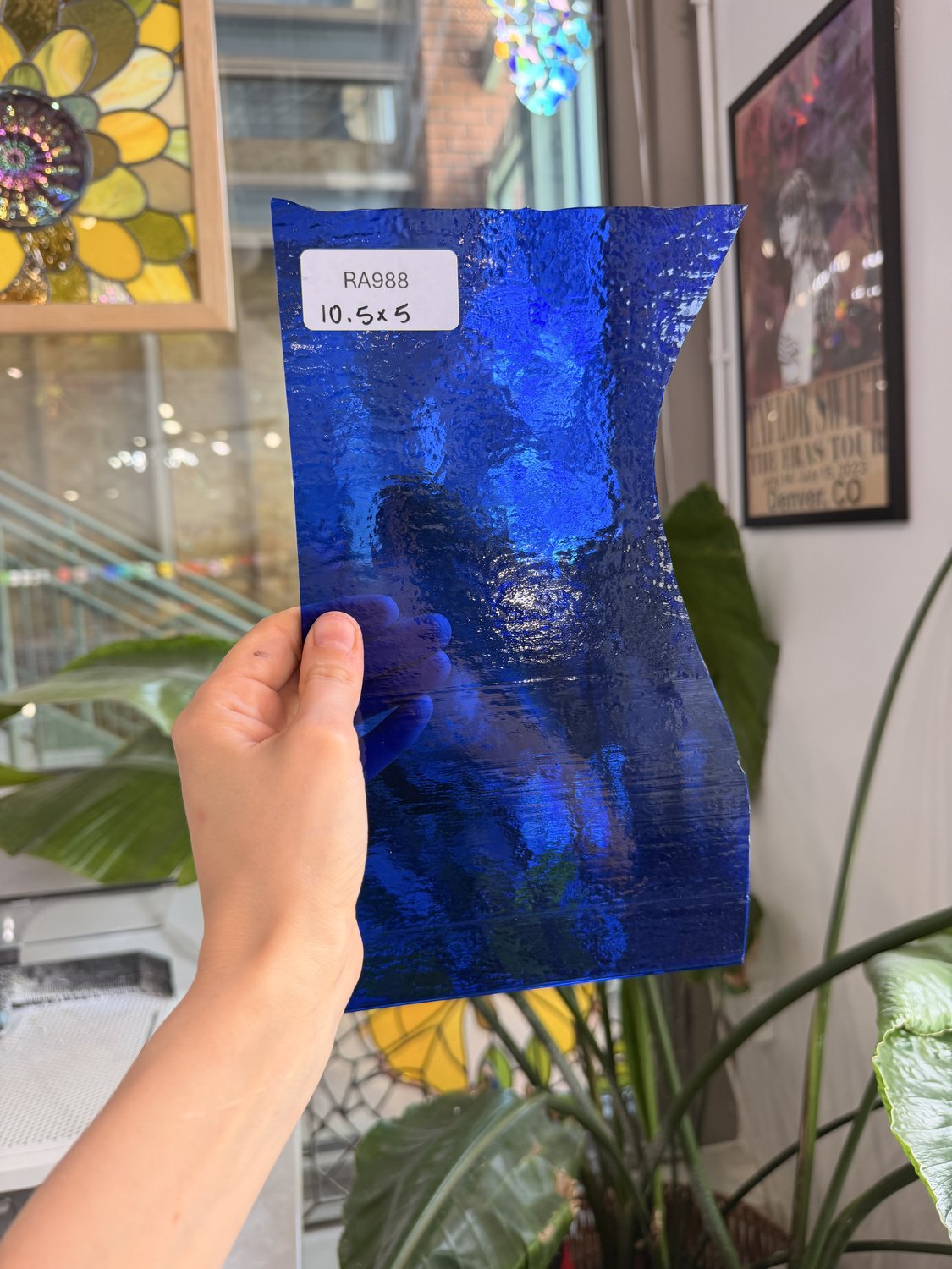 Blue Textured Transparent Sheet Glass