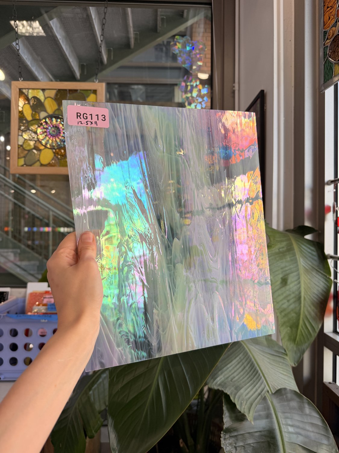 Vintage Rare White Wispy Iridescent Spectrum Sheet Glass
