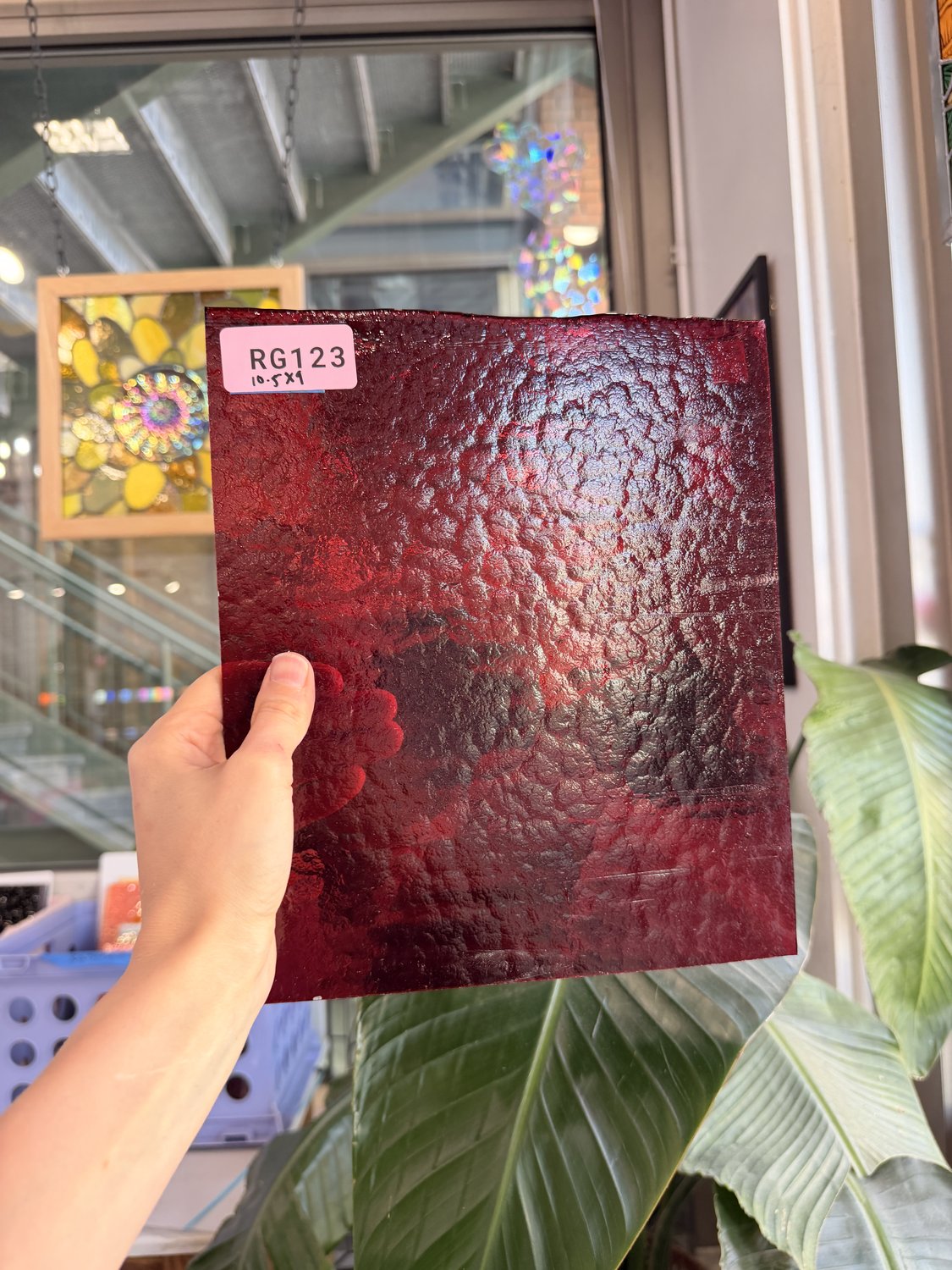 Dark Pink Vintage 90's Pre Struck Transparent Bullseye Cranberry Sheet Glass
