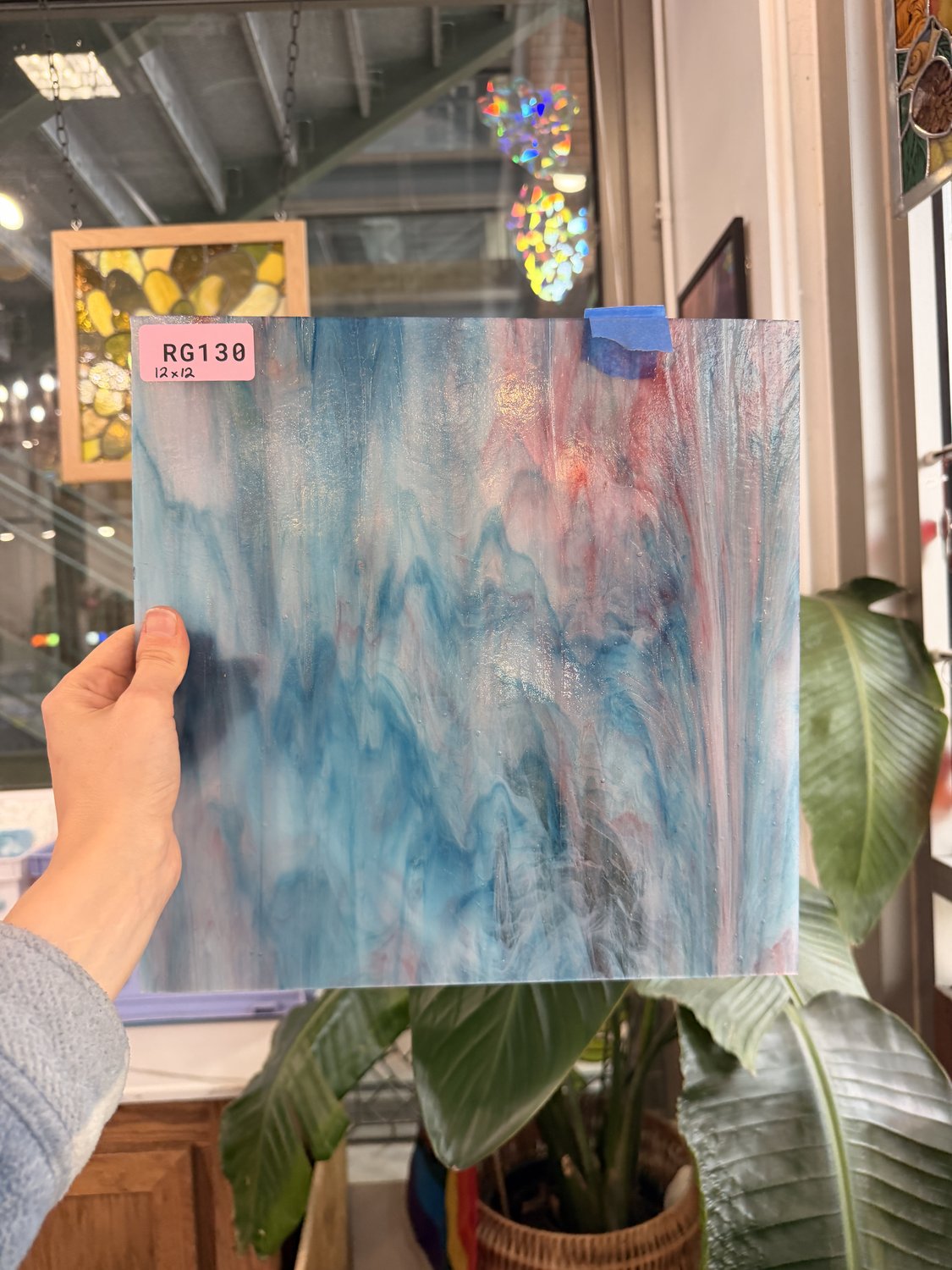 Blue Pink Wispy Kokomo Sheet Glass